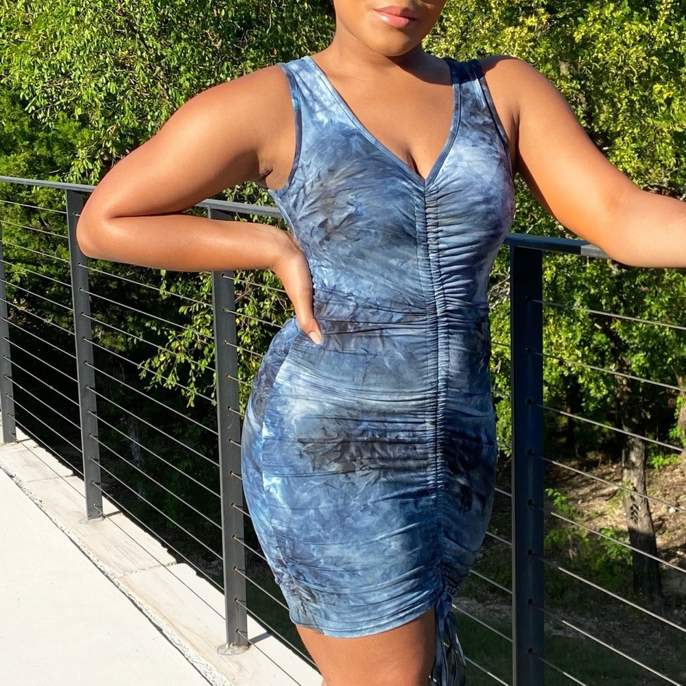 Blue tie die dress